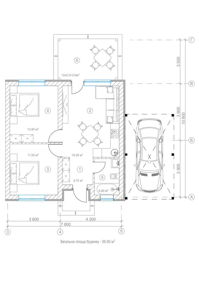Планування — Дуплекс 55 м²