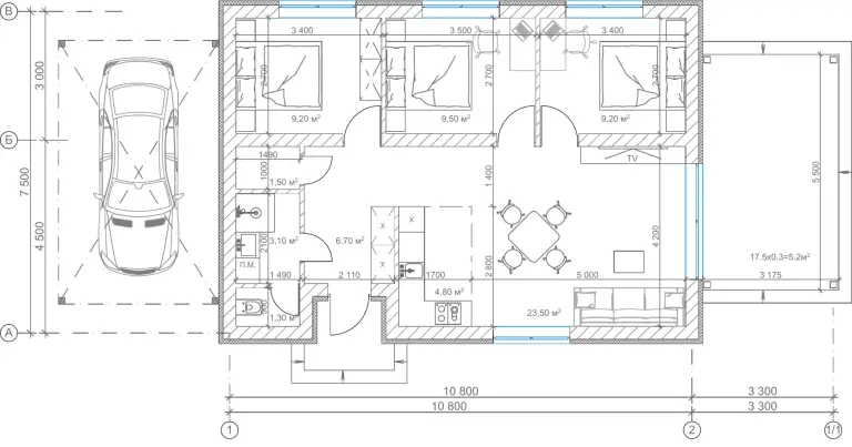 Планування — Будинок 75 м²