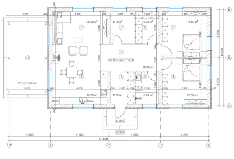 Планування — Будинок 110,25 м² на 2 кімнати
