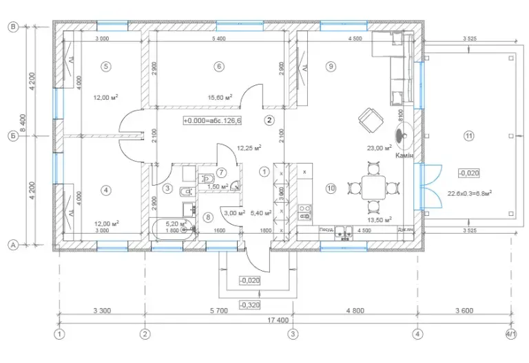 Планування — Будинок 110,25 м² на 3 кімнати